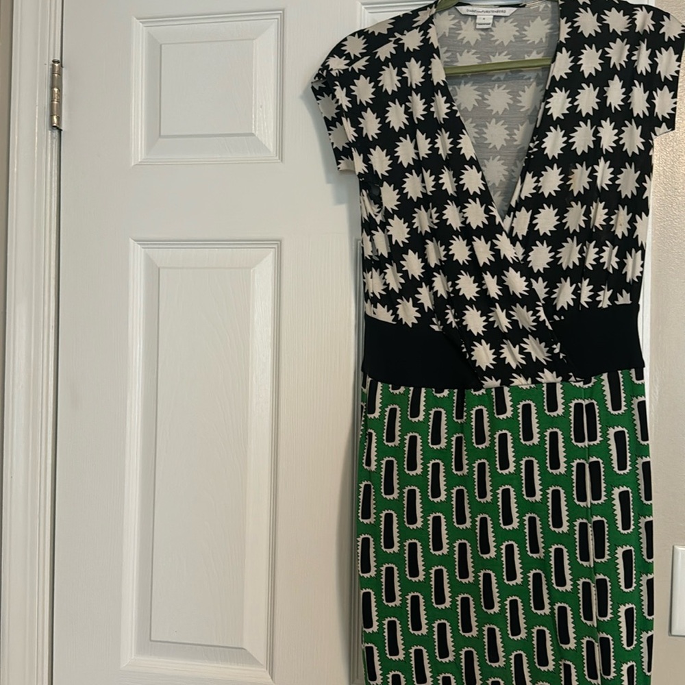 Diane Von Furstenburg mixed pattern dress